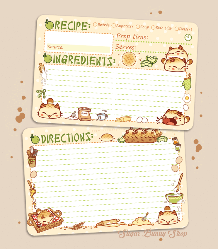 Nyanpan Cat Recipe Cards