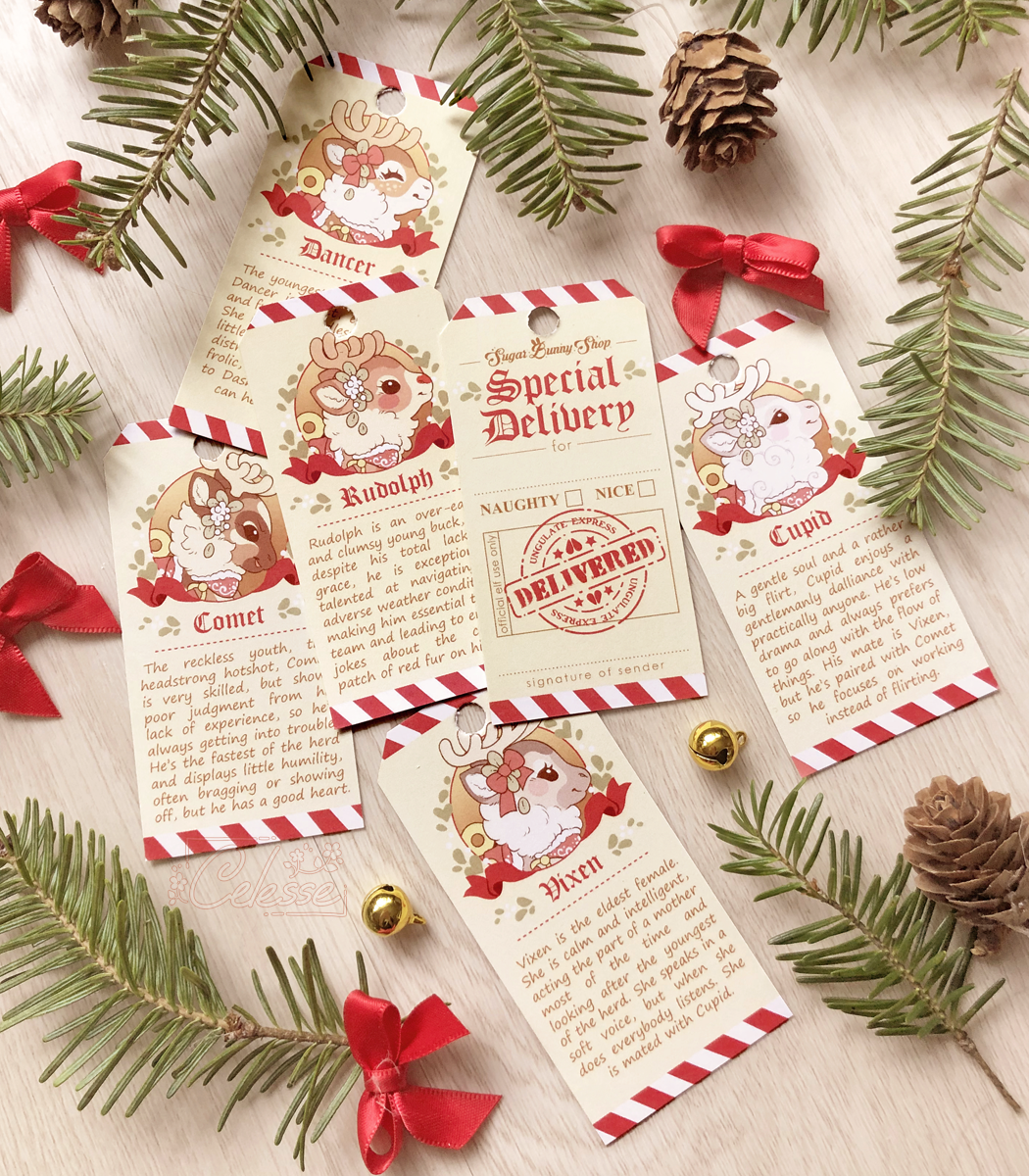 Santa's Reindeer Christmas Gift Tags