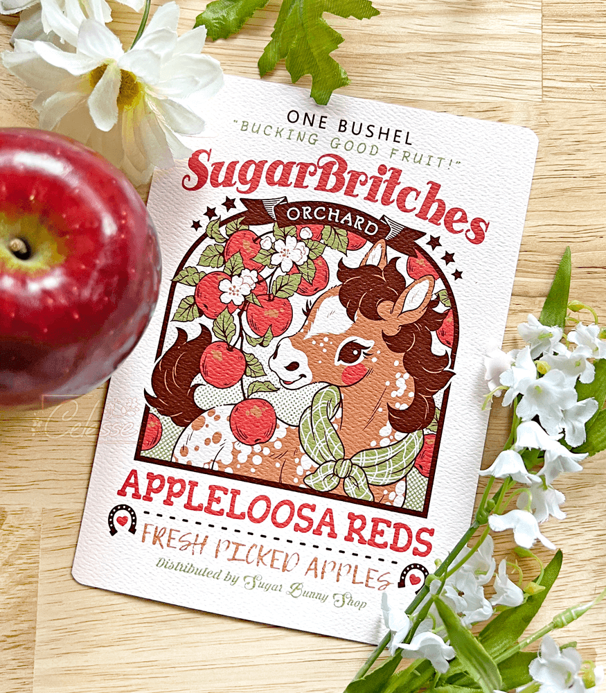SugarBritches Orchard Appleloosa Reds Horse Textured Print