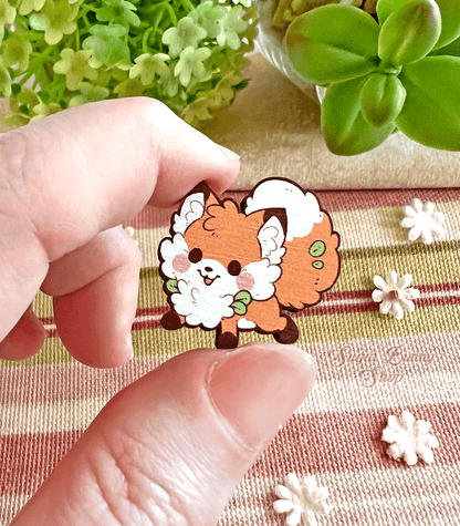 Wee Doki Fox Mini Wood Pin