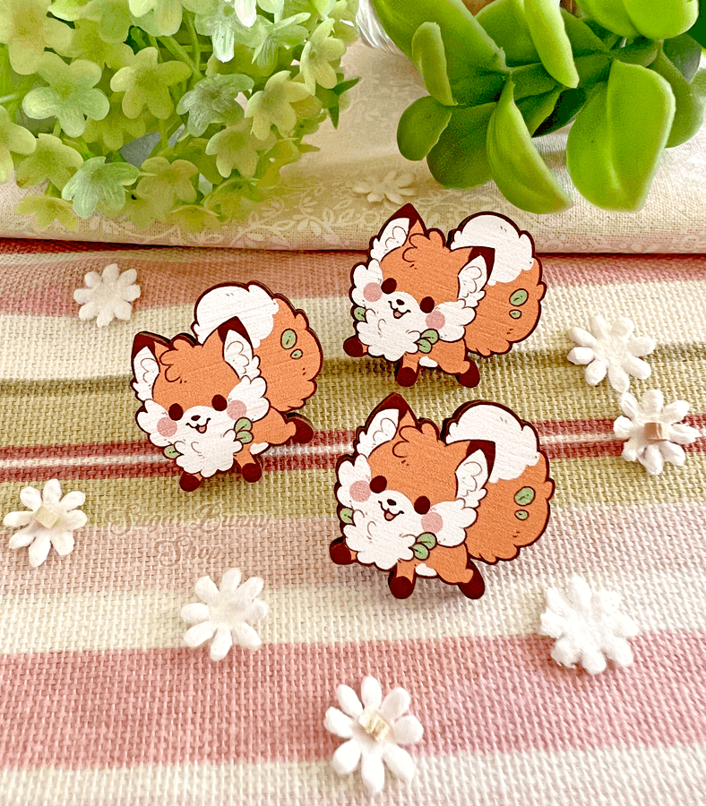 Wee Doki Fox Mini Wood Pin