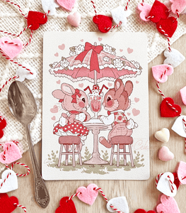 What's Shakin'? Milkshake Bunnies Valentine's Day Textured Print